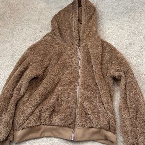 SHEIN Fuzzy Brown  Jacket